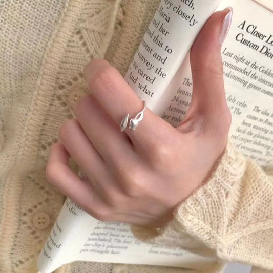 925 Sterling Silver Flower Bypass Ring