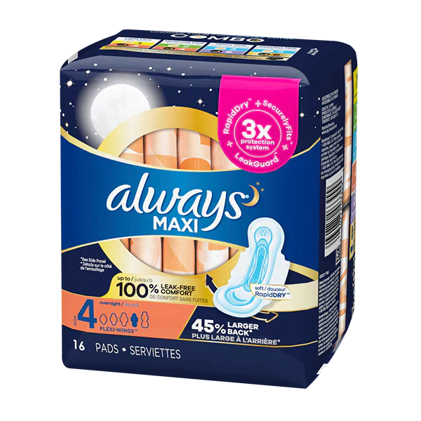 Always Maxi Overnight W/Wings 16 ct