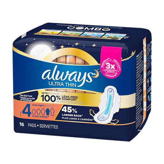 Always Ultra Thin Size 4 Overnight W/Wings 16 ct