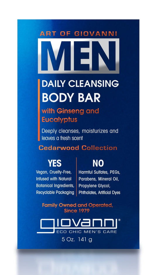 Giovanni Men's Clary Sage Clarifying Body Bar, 5 oz