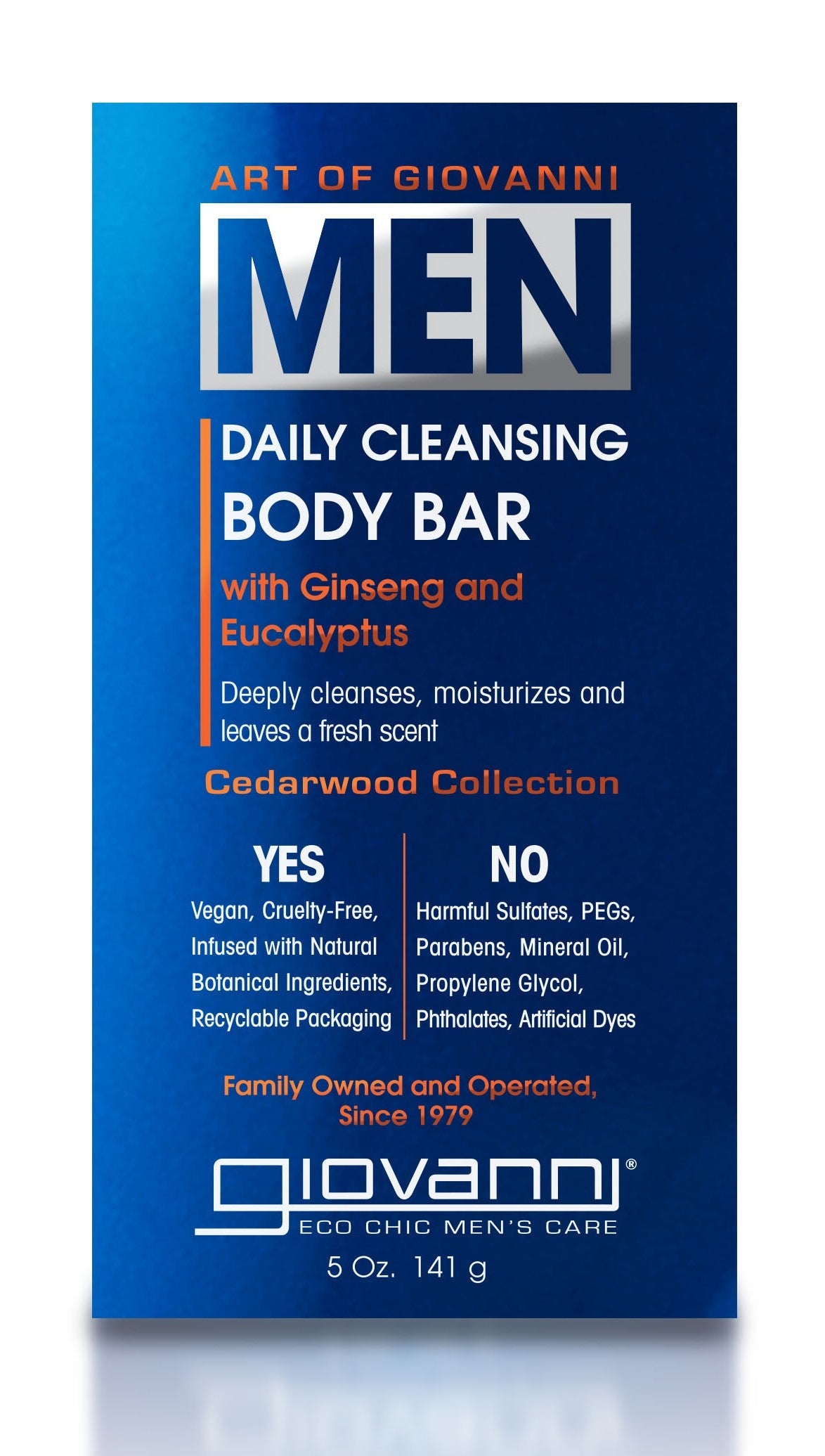 Giovanni Men's Clary Sage Clarifying Body Bar, 5 oz