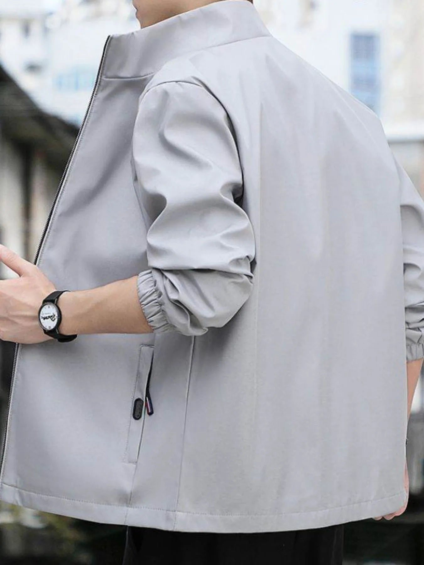 Men's Plus Size Zip Up Long Sleeve Jacket