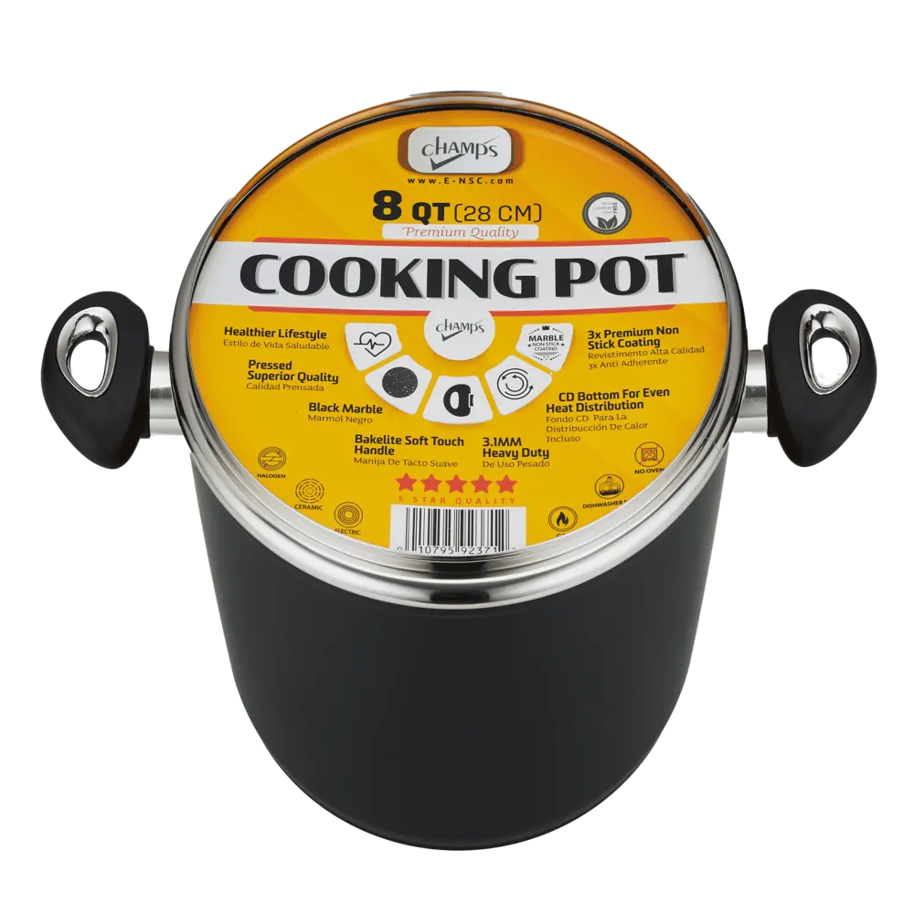 Champs Black Pot NS Speckled Inside w/ Glass Lid 3.1mm 8 qrt
