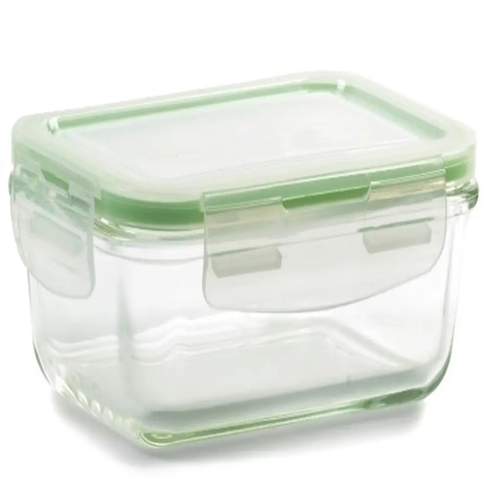 Glass Container Rectangular Green 2.7 cup