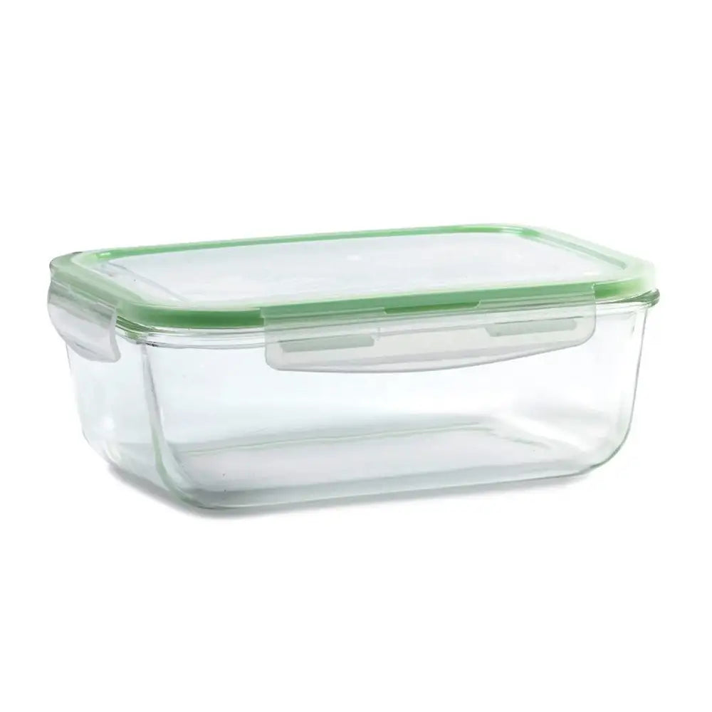 Glass Container Rectangular Green 6.3 cup