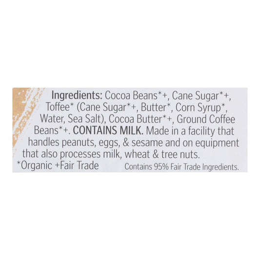 Theo Chocolate Coffee Toffee Bar 70% Dark Chocolate - 3 Oz Bar (Case of 12)