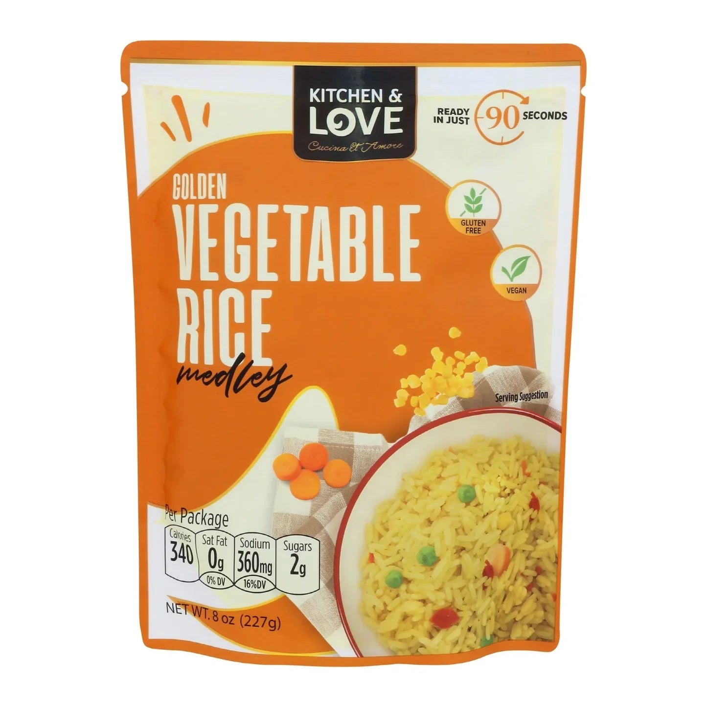 Kitchen & Love - Golden Vegetable Rice, 8 oz (Pack of 6) - Ready to Eat