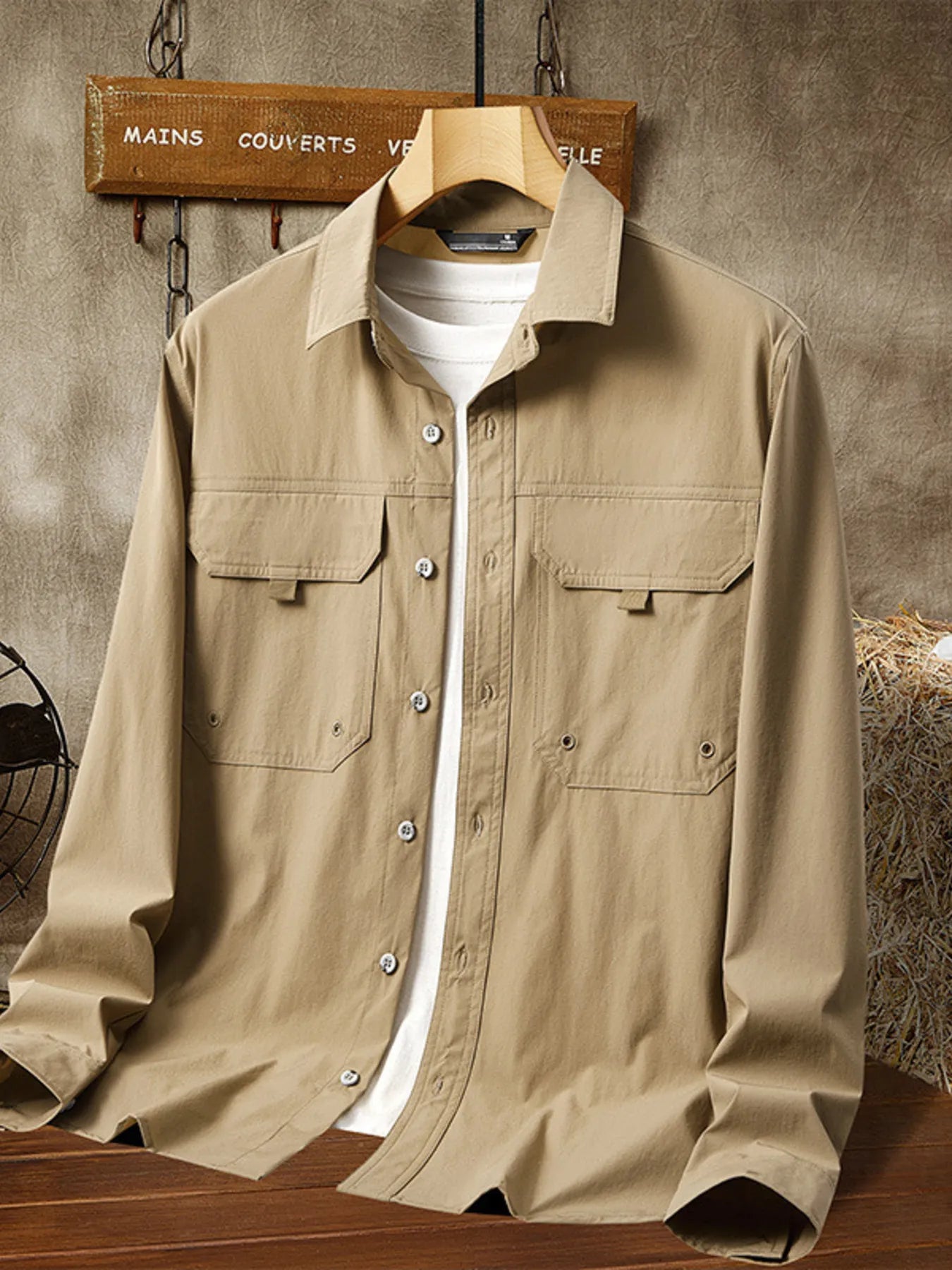 Men's Plus Size Casual Lightweight Button-Down Shacket