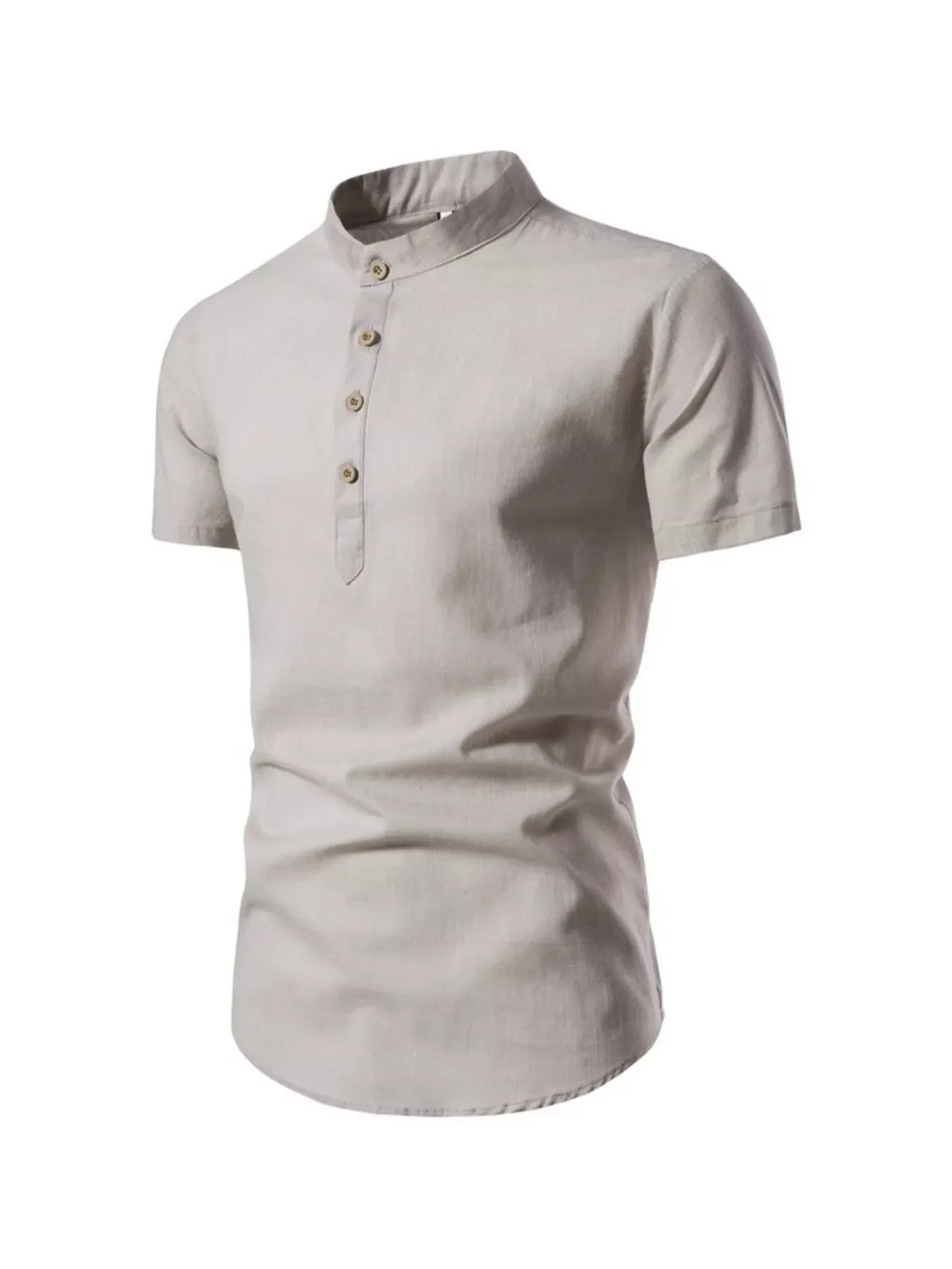 Men's Plus Size Mandarin Collar Short Sleeve Shirt