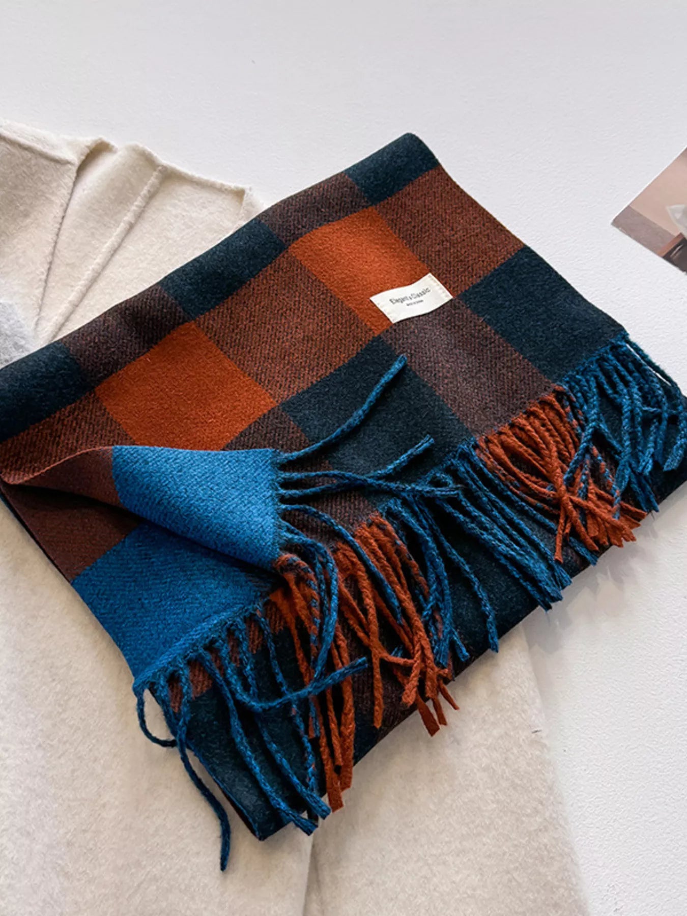 Plaid Fringe Scarf