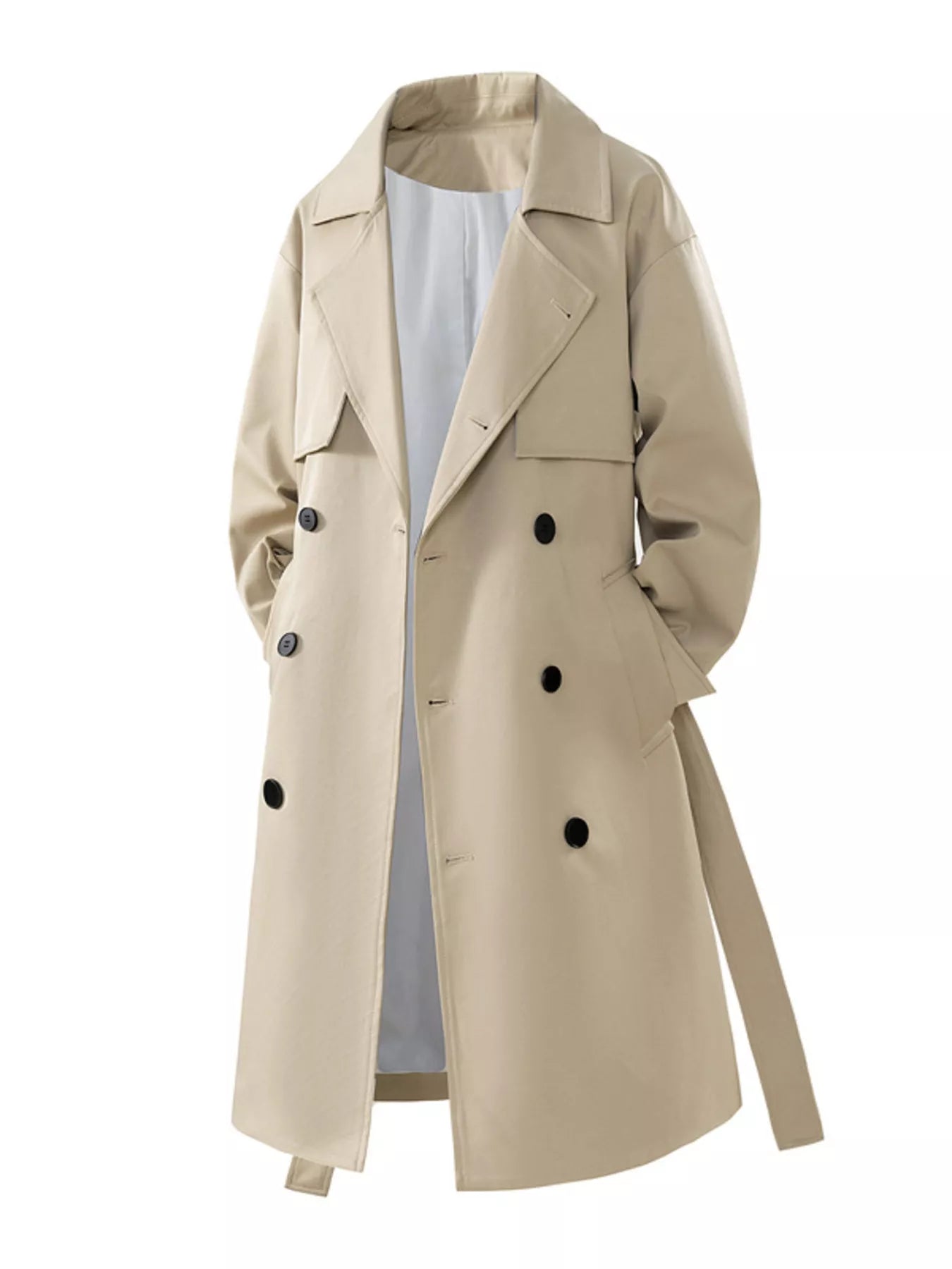 Men's Full Size Double-Breasted Trench Coat Plus Size