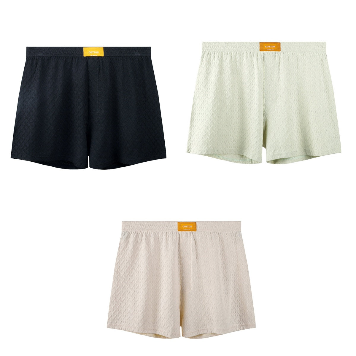 Mens Solid-color Mid-rise Textured Soft Boxer Briefs
