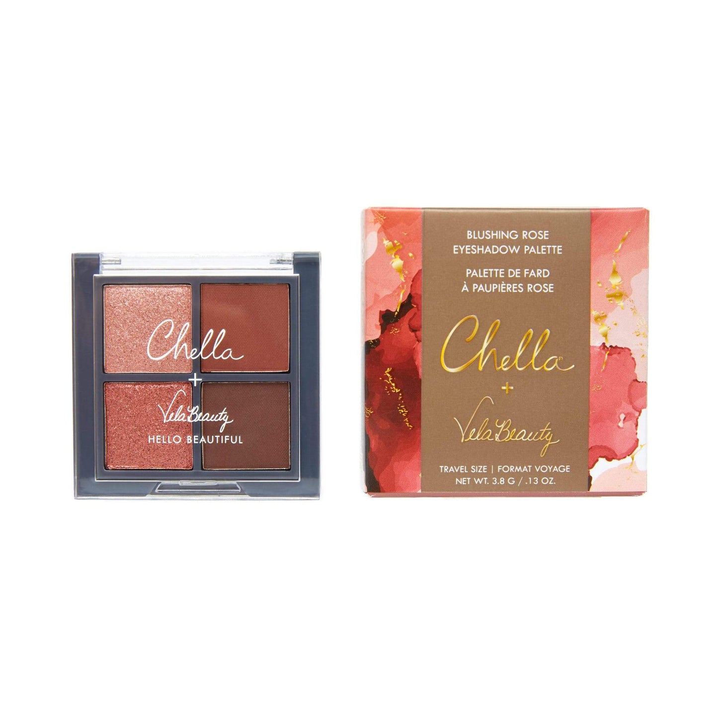 mini chella + velabeauty blushing rose eyeshadow palette