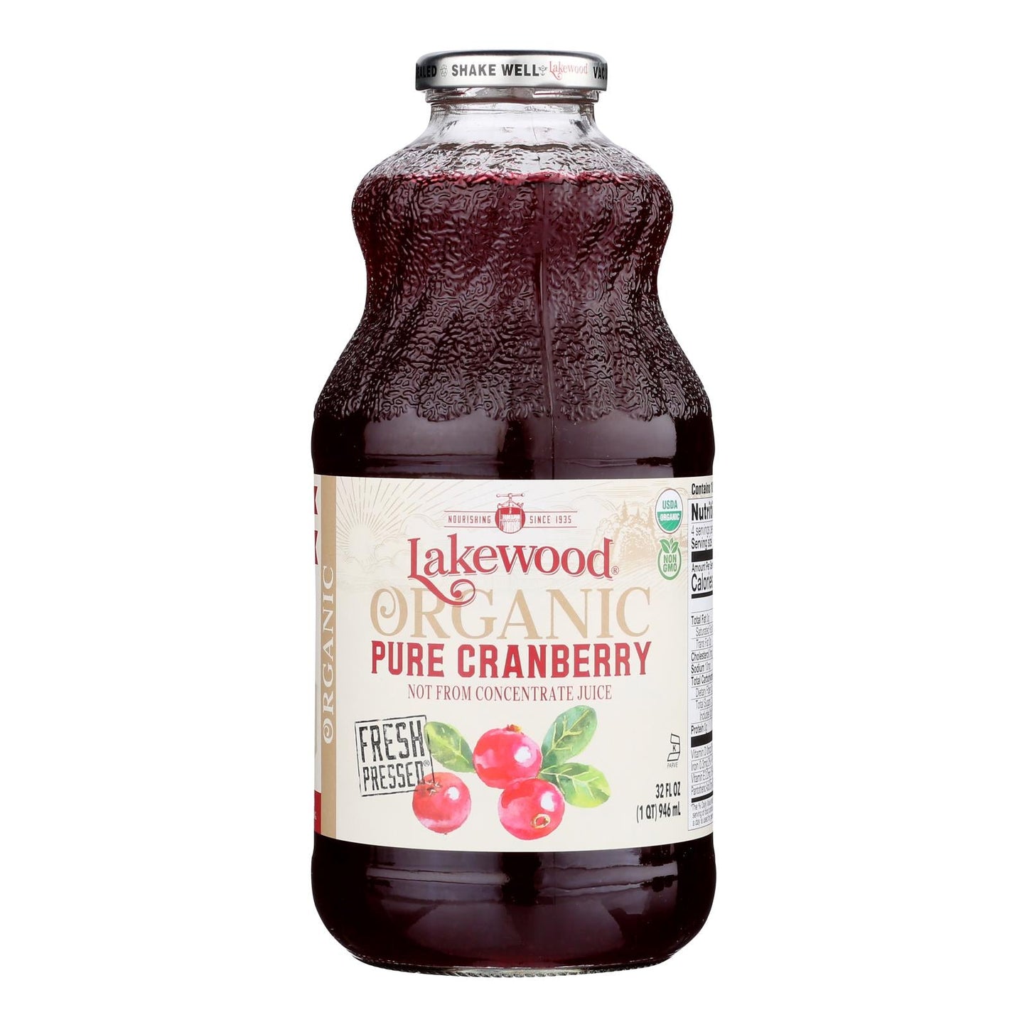 Lakewood Organic Cranberry Juice - 32 Fl Oz (Pack of 6)