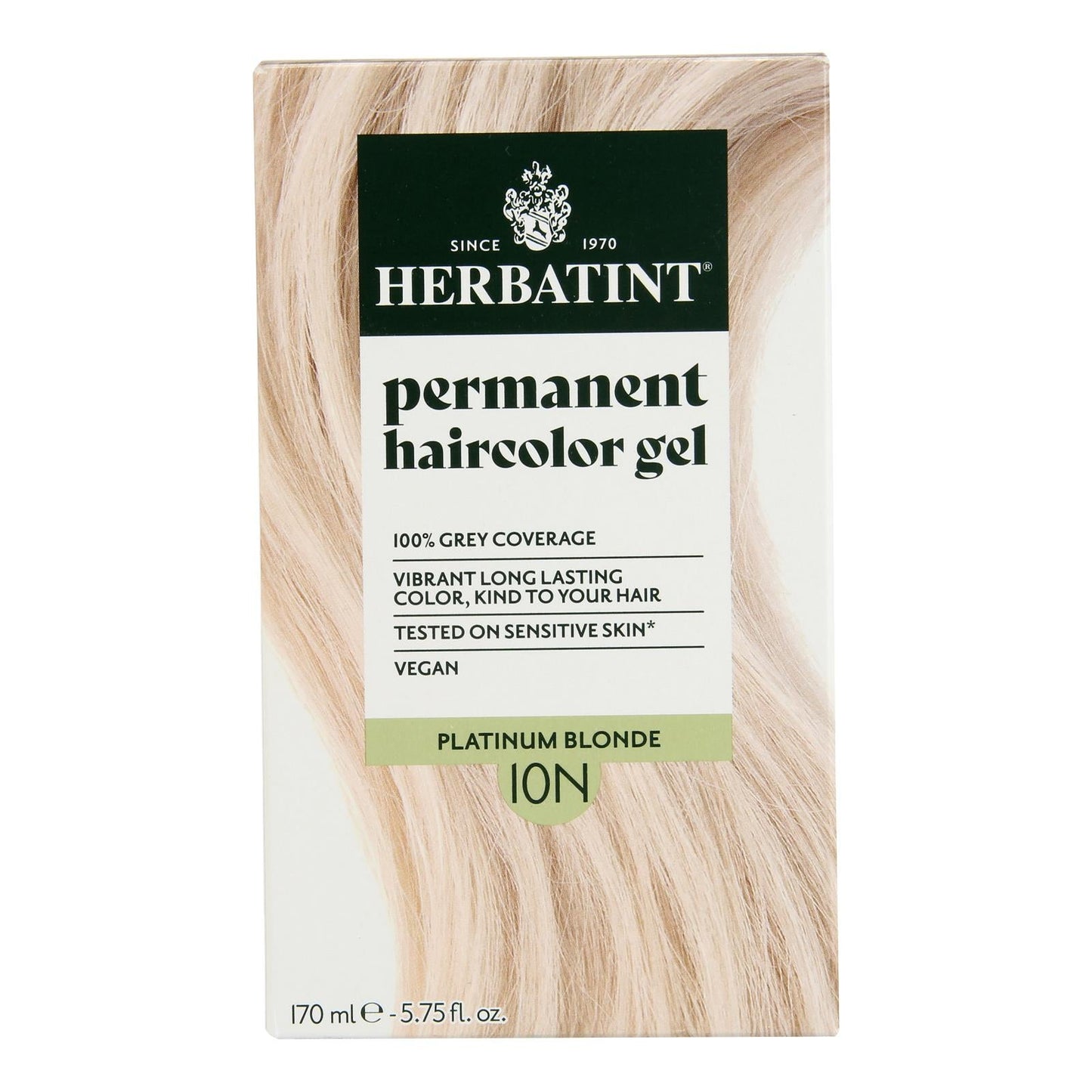 Herbatint 10N Platinum Blonde Hair Color - Gentle Permanent Dye - 5.75 fl oz