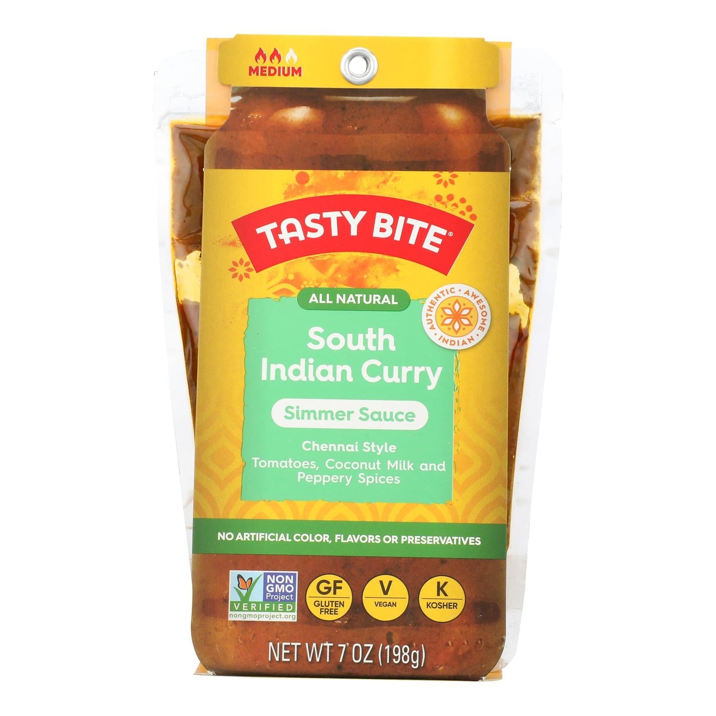 Tasty Bite Simmer Sauce South Indian Curry - 10 Pouches of 7 oz Each
