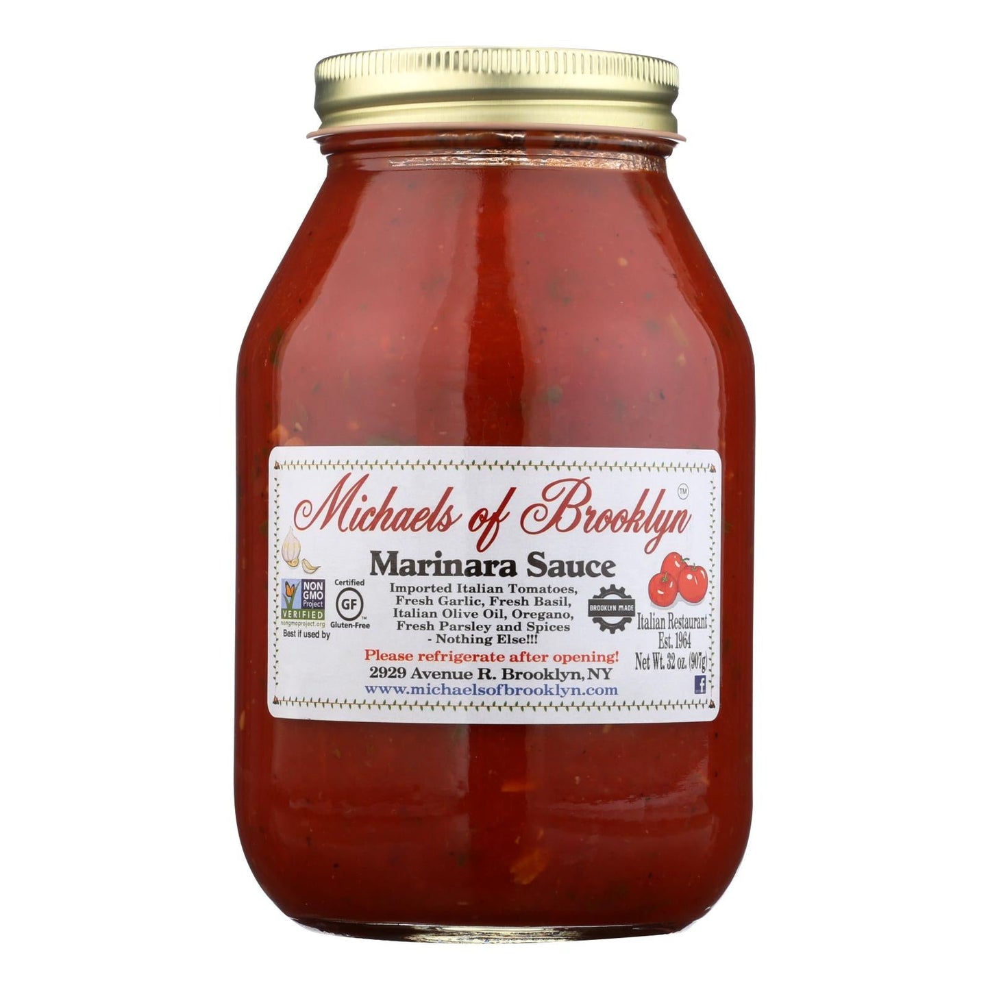 Michael's Of Brooklyn Marinara Sauce - Pack of 6 - 32 Oz - Authentic Italian Tomato Sauce