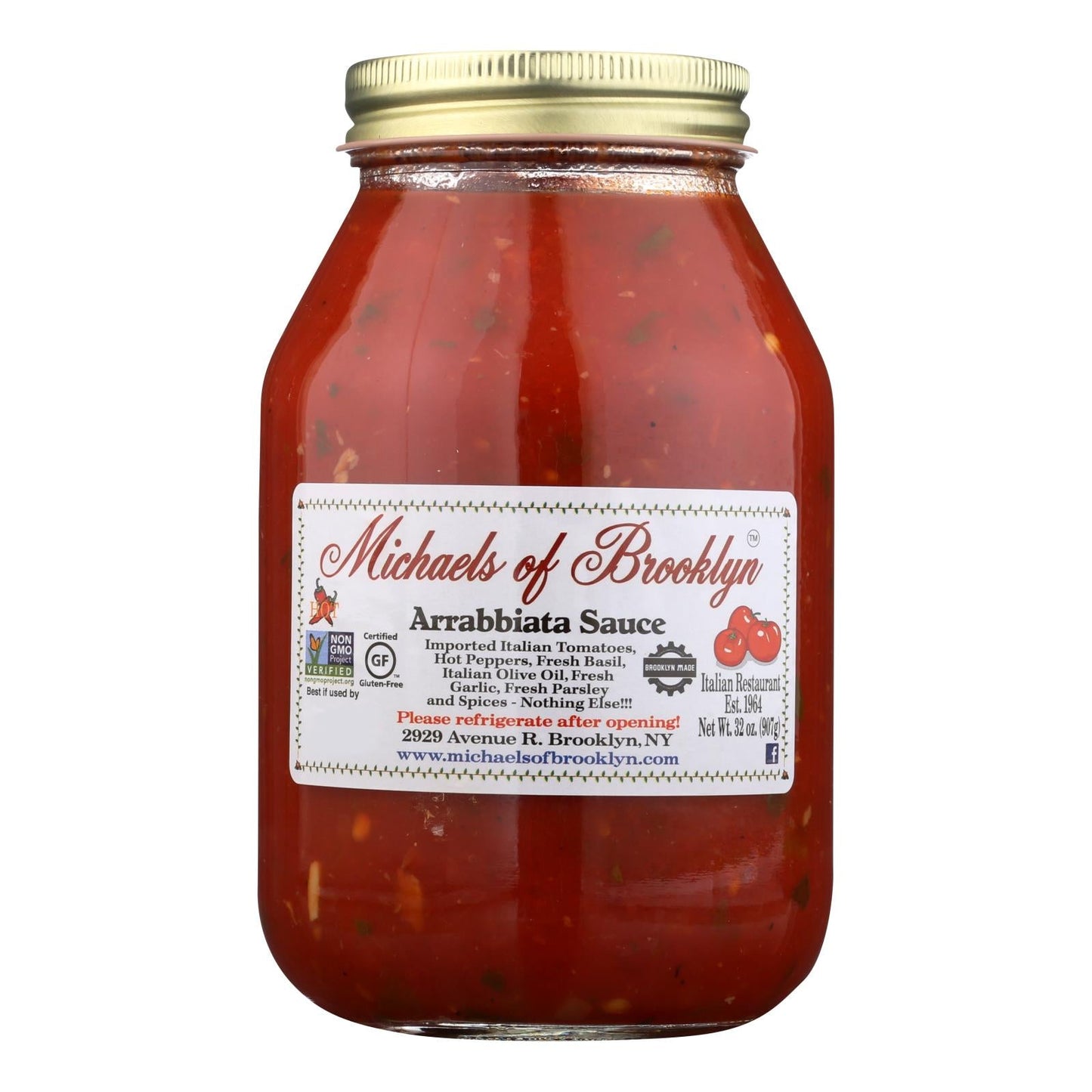 Michael's Of Brooklyn Arrabbiata Sauce - Pack of 6 - 32 Oz - Authentic Italian Recipe