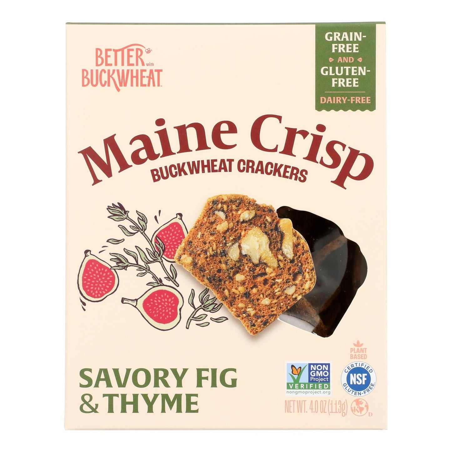 Better With Buckwheat Savory Fig & Thyme Crisps, 4 oz, Case of 10
