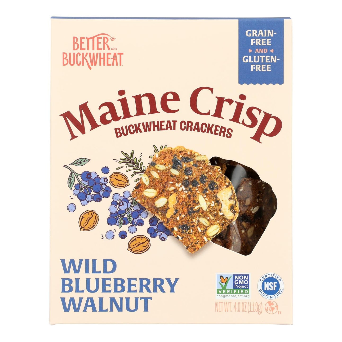 Better With Buckwheat Crisps, Wild Blueberry & Walnut, 4 oz., Case of 10