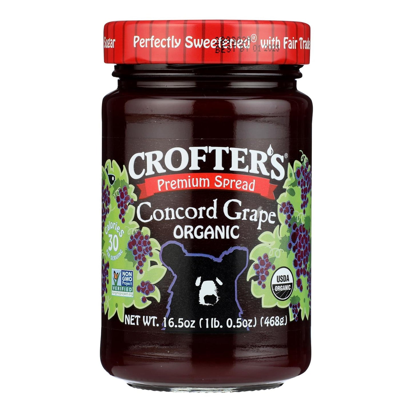 Crofter's Organic Concord Grape Fruit Spread, Premium Quality, 16.5 Oz - Pack of 6