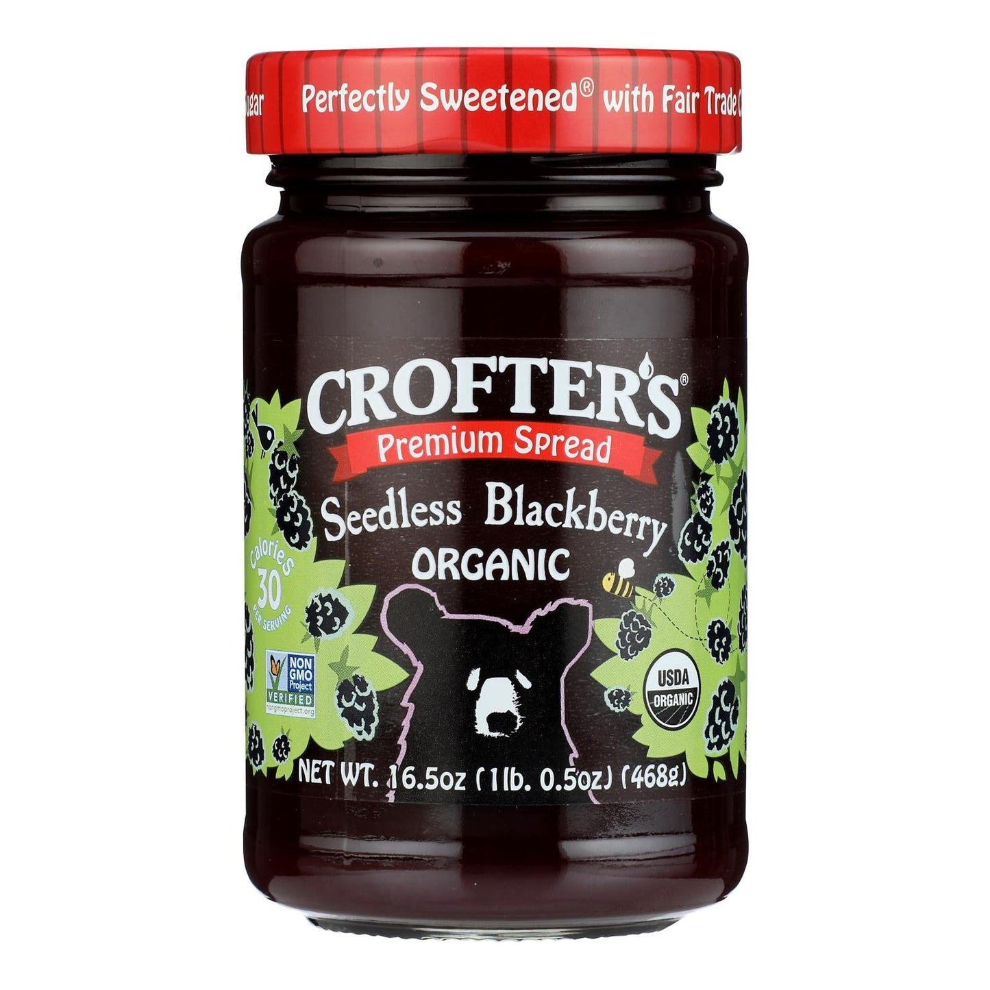 Crofter's Organic Premium Black Currant Fruit Spread - 16.5 oz - Pack of 6