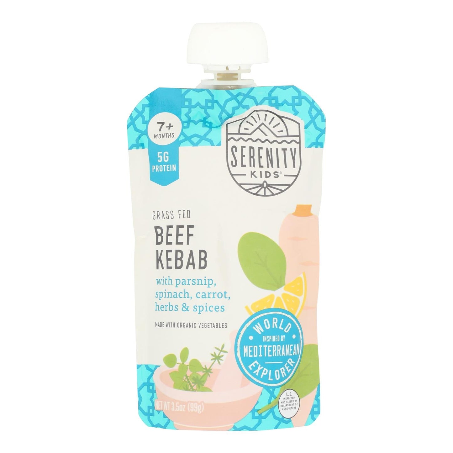 Serenity Kids Beef Kebab with Vegetables Baby Food Pouches - 6 Pack