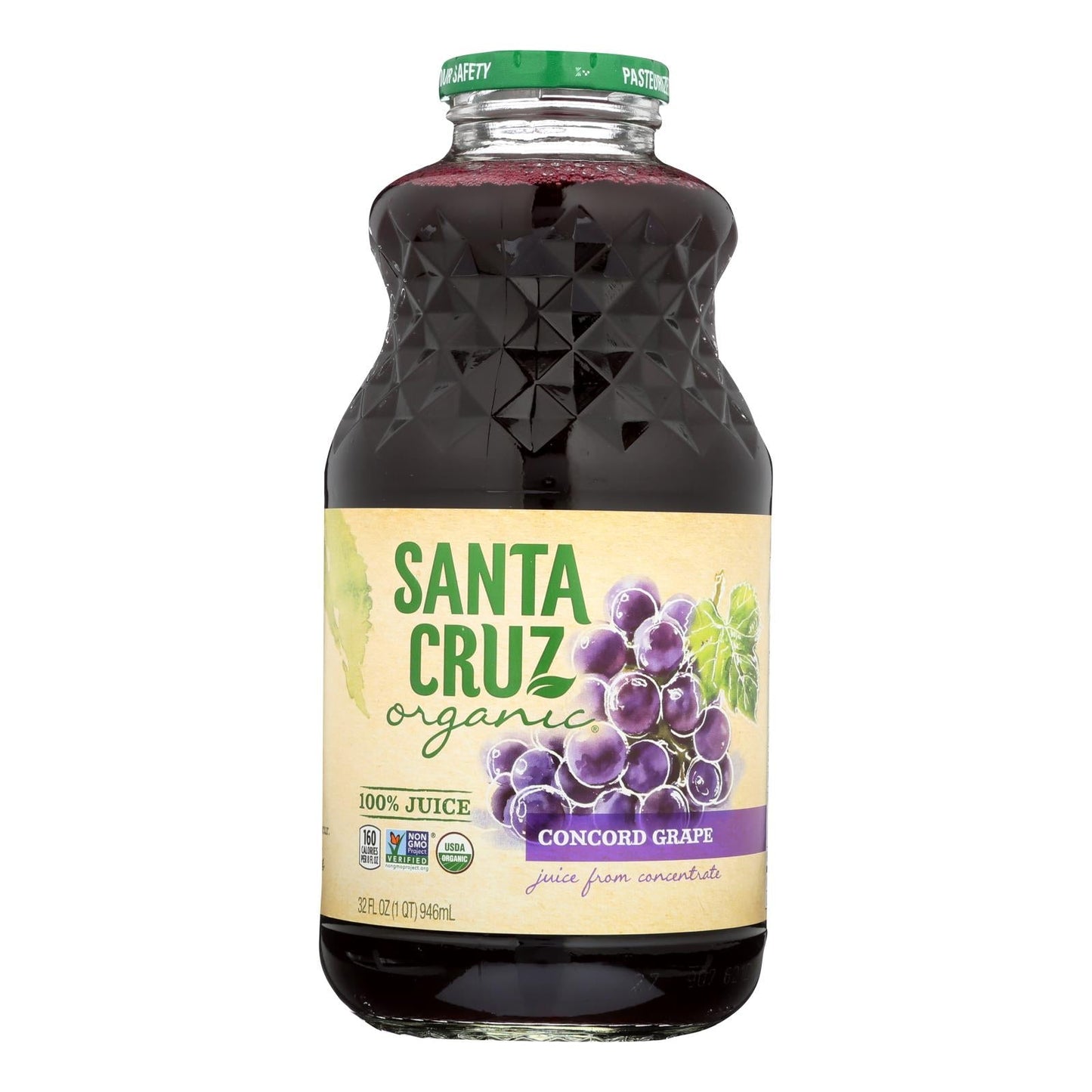 Santa Cruz Organic Concord Grape Juice, 32 fl oz, Pack of 6