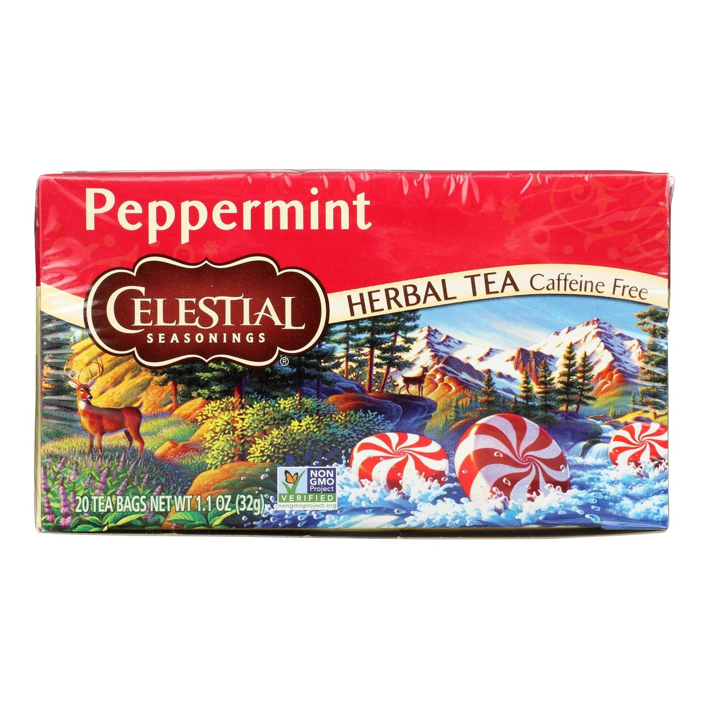 Celestial Seasonings Peppermint Herbal Tea, Caffeine Free, 20 Bags
