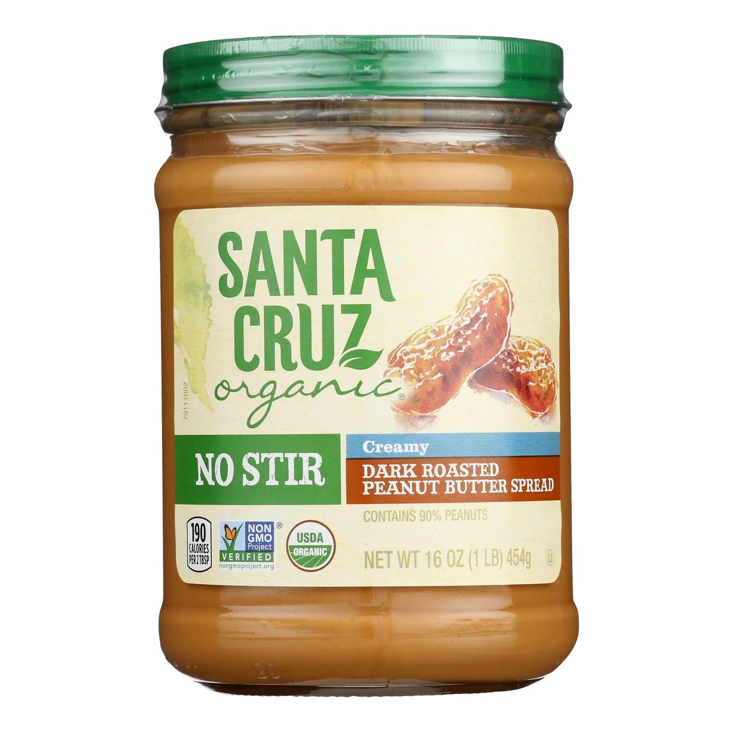 Santa Cruz Organic Creamy Peanut Butter, No Stir, 16 oz (Pack of 12)