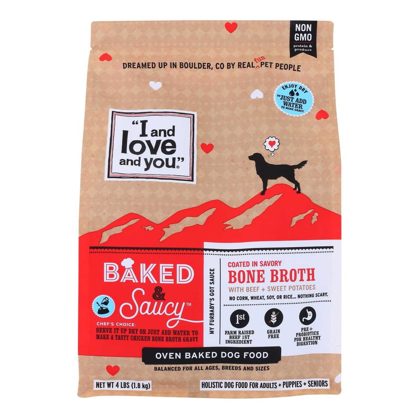 I And Love And You Beef & Sweet Potato Dog Food, 4 lbs Bags (Pack of 4)