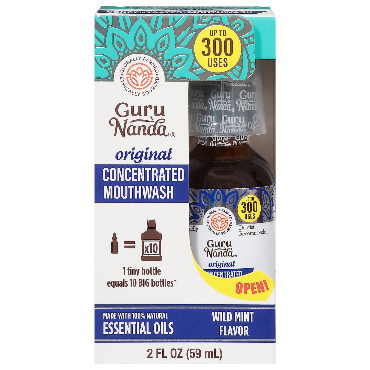 Gurunanda Wild Mint Concentrated Mouthwash - 2 Oz - Travel Size