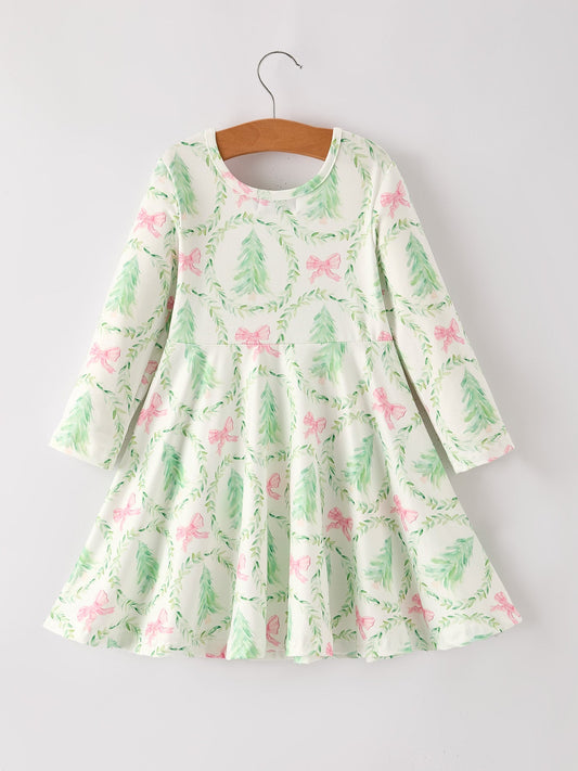PREORDER Festive Christmas Tree & Wreath Girls Dress