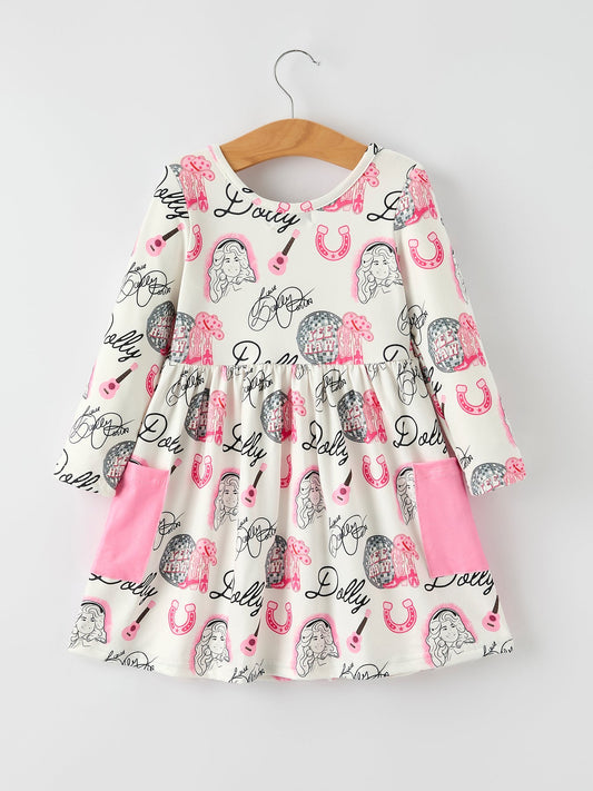 Christmas Holiday Cheer: Christmas Lights and Candy Print Girls Dress