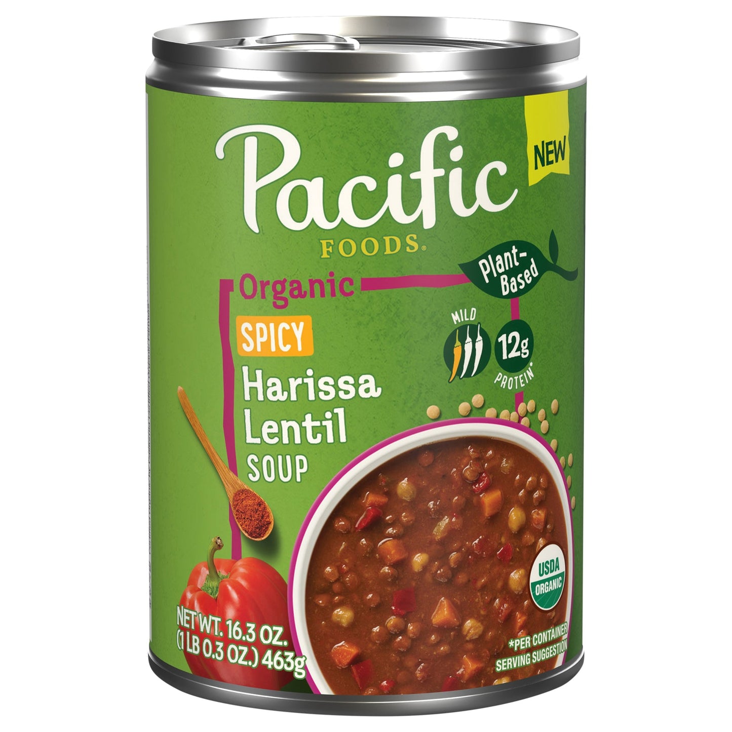 Pacific Foods Lentil Soup: Spicy Harissa, Organic, 16.3 oz (Pack of 12)