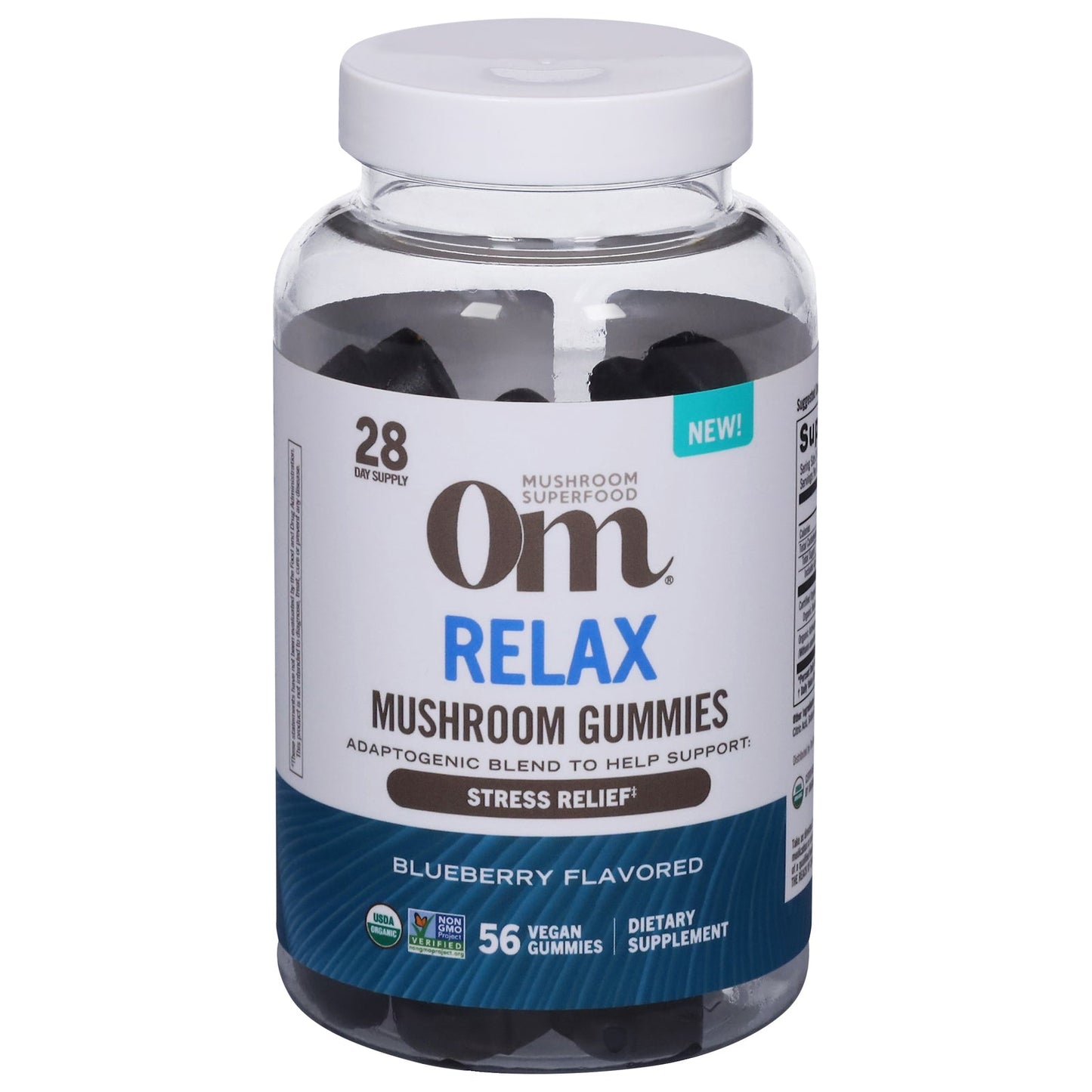 Om Organic Relax Mushroom Gummies, Blueberry, 56 Count