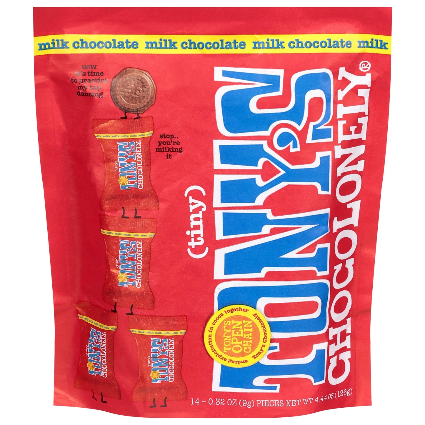 Tony's Chocolonely Tiny Milk Chocolate Pouch, 8 Pieces - Mini Milk Chocolate Bites - 4.44 Oz