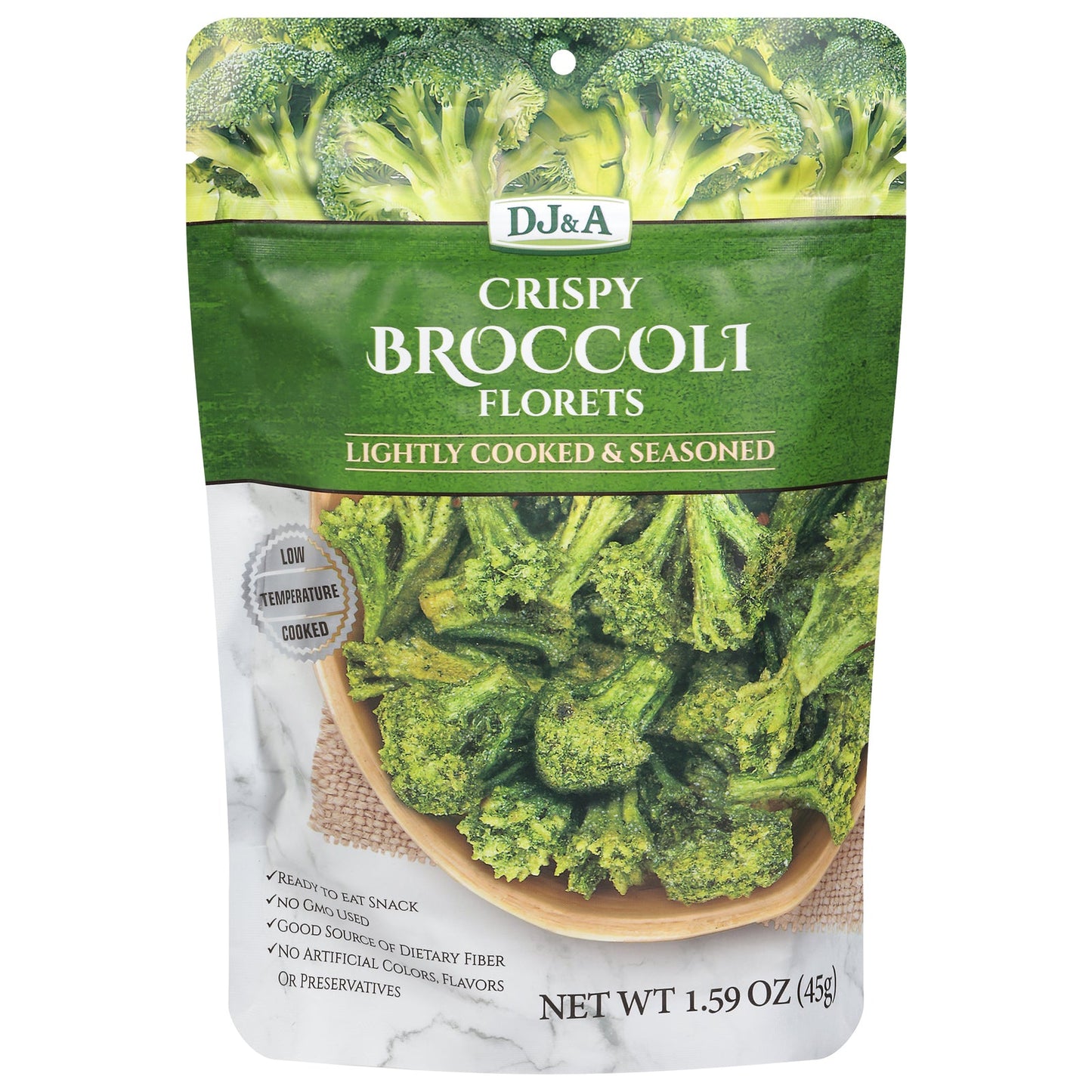 DJ&A Broccoli Florets Crispy Snacks - 9 x 1.59 Oz Pouches