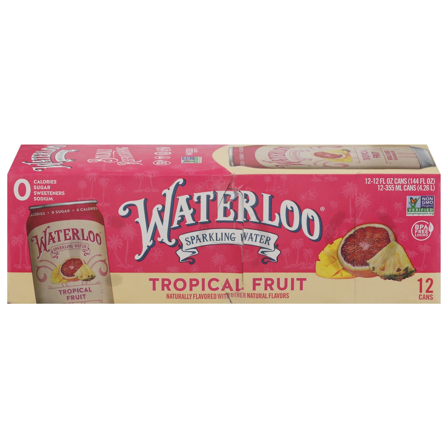 Waterloo Sparkling Water Tropical Fruit, (Pack of 2 - 12 fl oz )