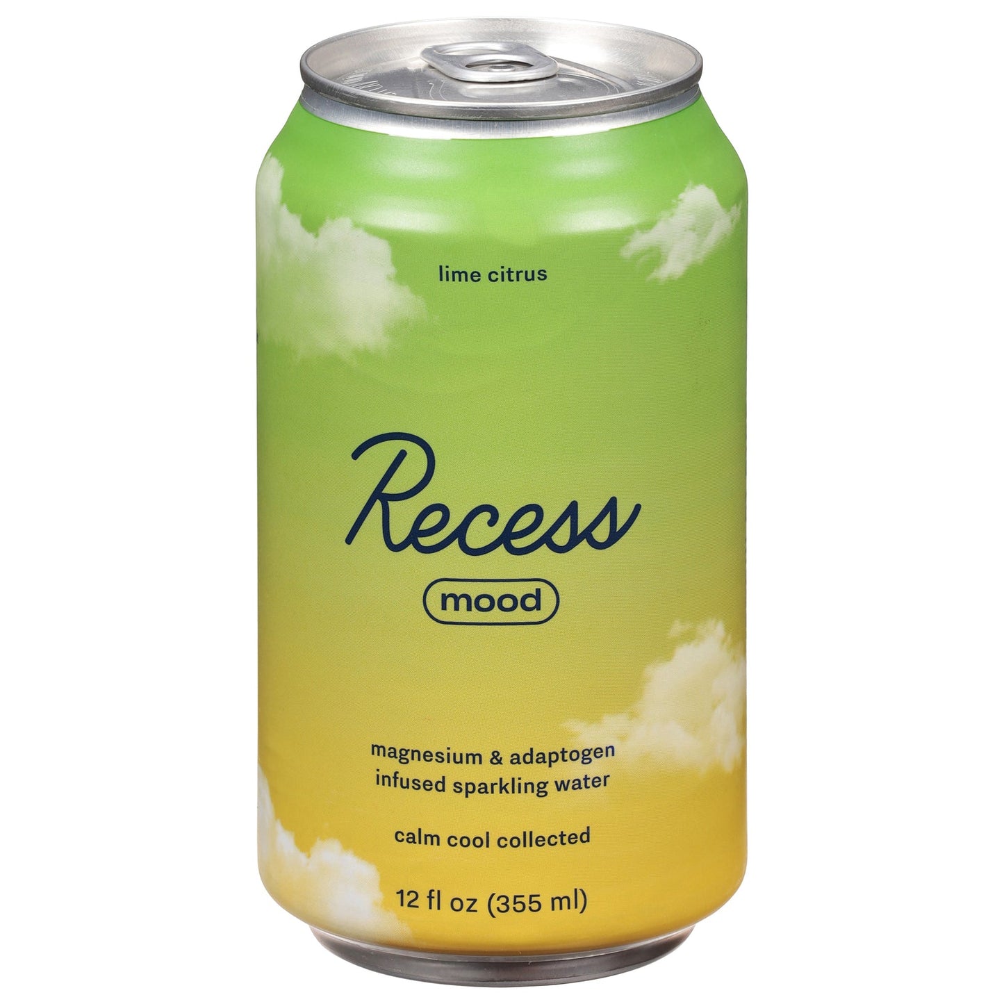 Recess Sparkling Water Lime Citrus Magnesium, Pack of 12, 12 Fl Oz