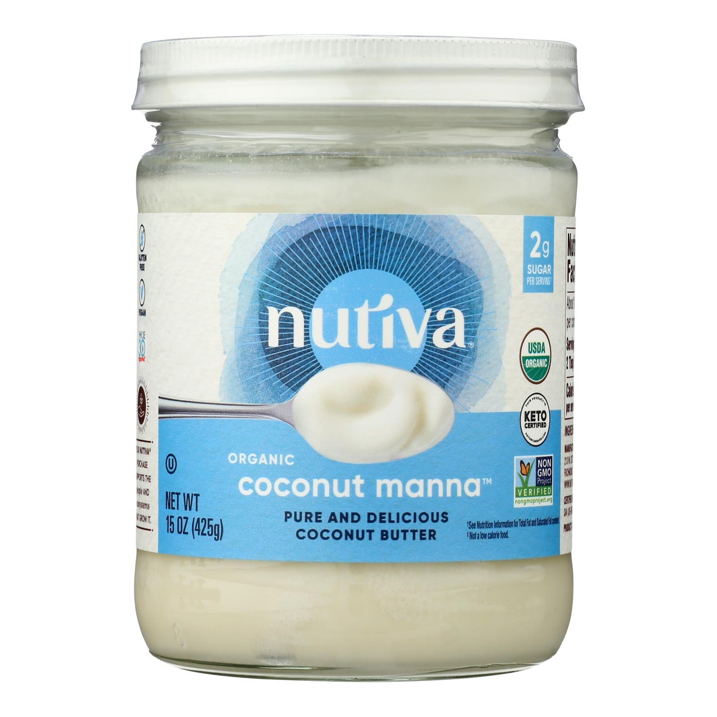 Nutiva Organic Coconut Manna, 15 oz (Pack of 6) - Creamy Whole Coconut Puree
