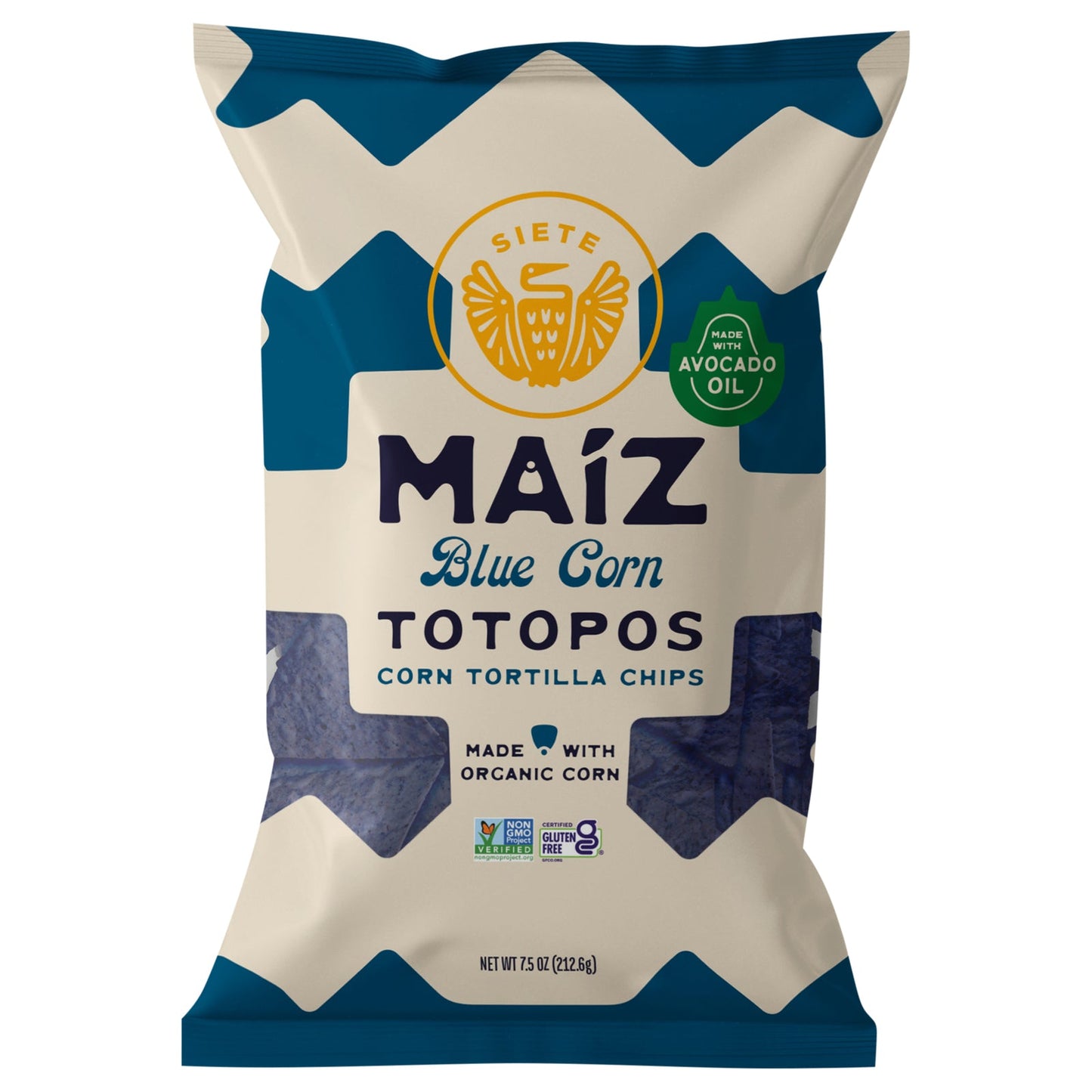 Siete Tortilla Chips, Organic Corn & Blue Corn, Case of 6 x 7.5 oz, Gluten-Free
