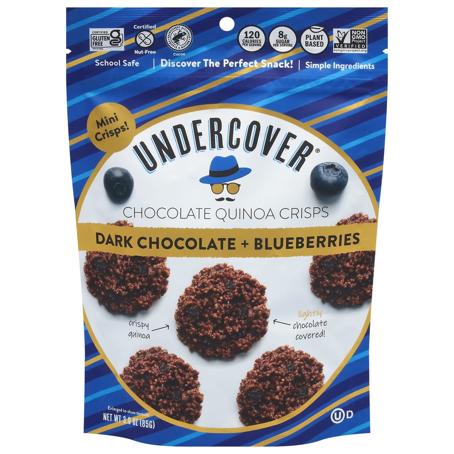 Undercover Dark Chocolate Blueberry Crisps - 12 x 3 oz. Bags