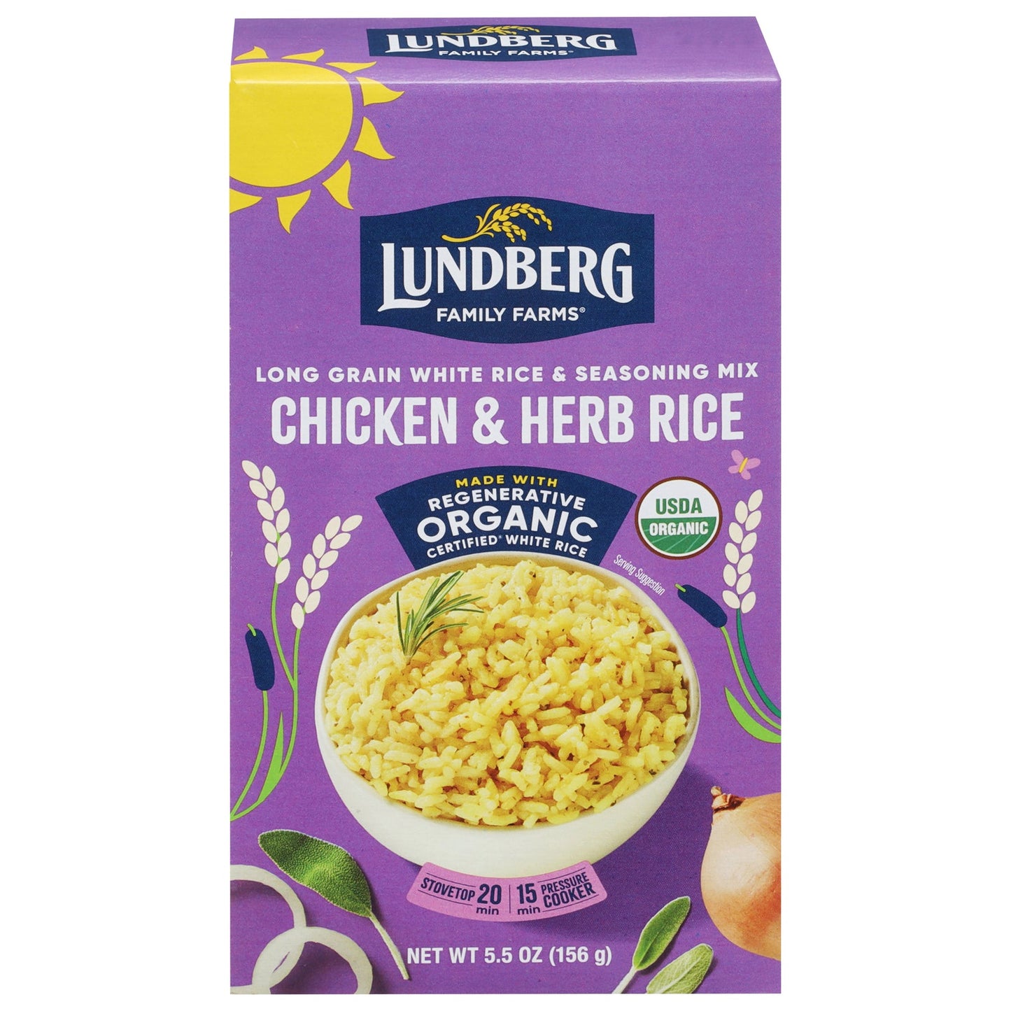 Lundberg White Chicken Herb Rice Cups, Organic, 6- 5.5 oz Each
