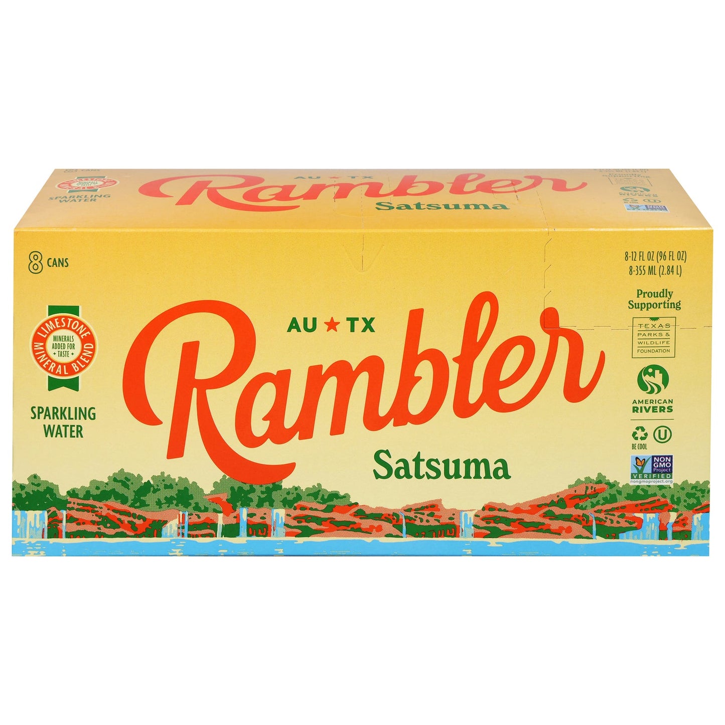 Rambler - Sparkling Satsuma Water, 8/12 fl oz (Pack of 3) - Natural Flavored Beverage