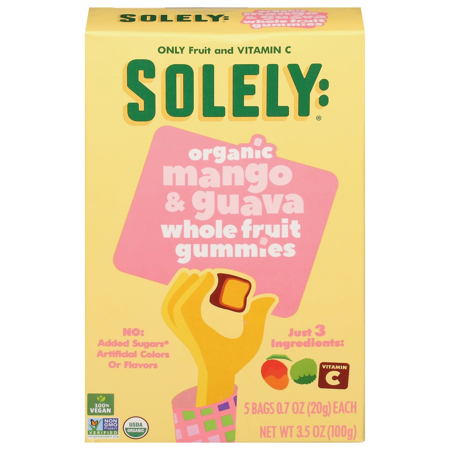 Solely Organic Mango & Guava Fruit Strips, 3.5 oz, Case of 8