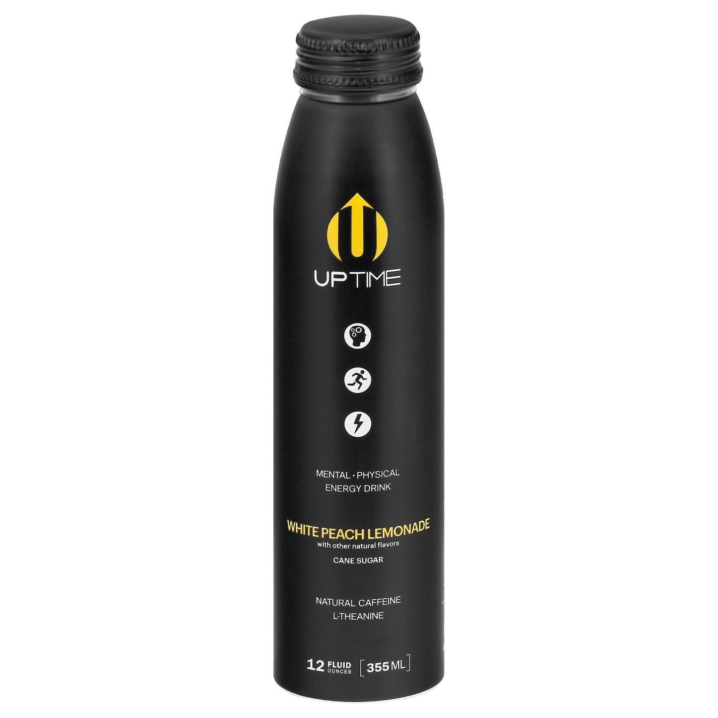 Uptime Energy White Peach Lemonade Energy Drink, 12 Fl Oz (Pack of 12)