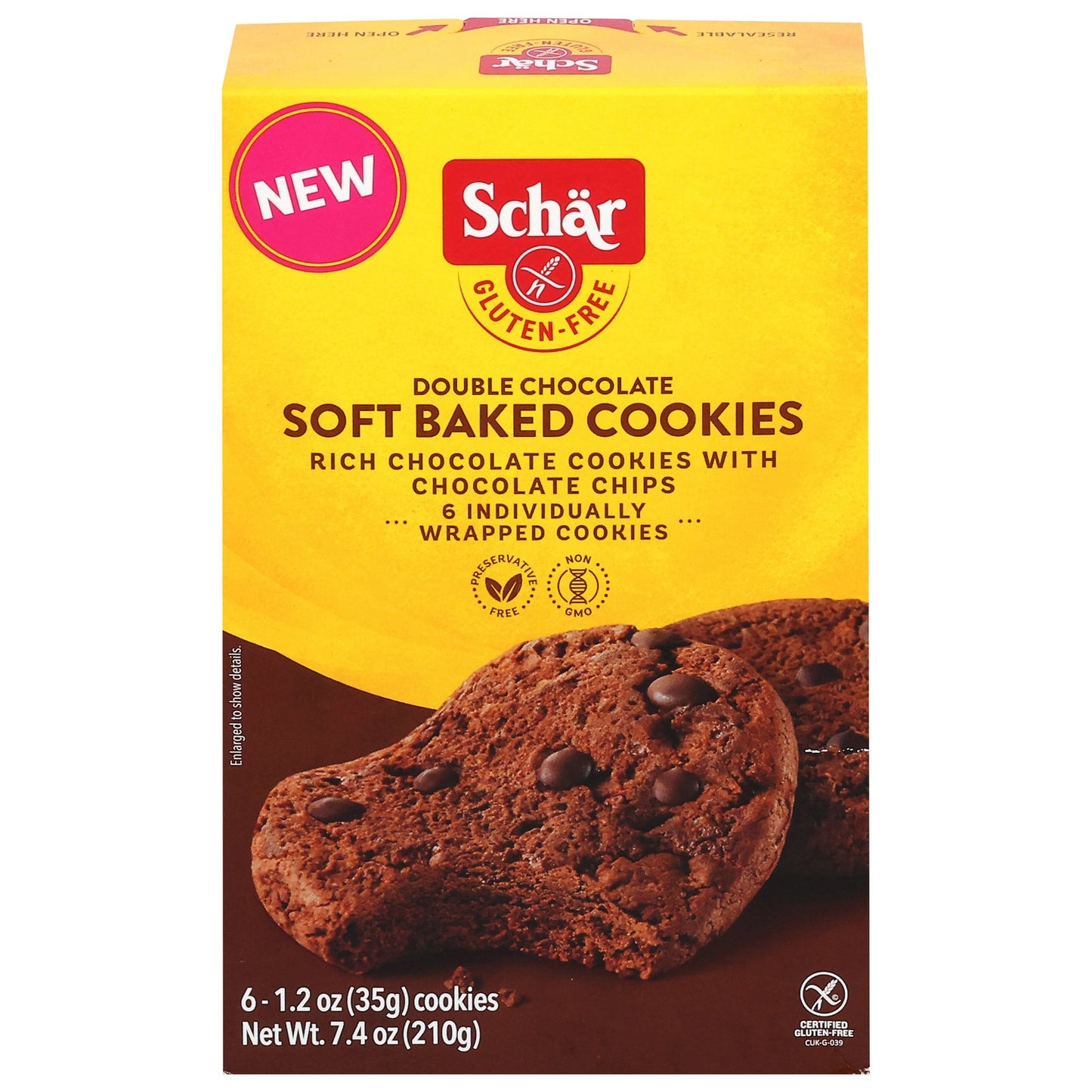 Schar Gluten-Free Soft Baked Double Chocolate Cookies, 7.4 oz, 6 Count