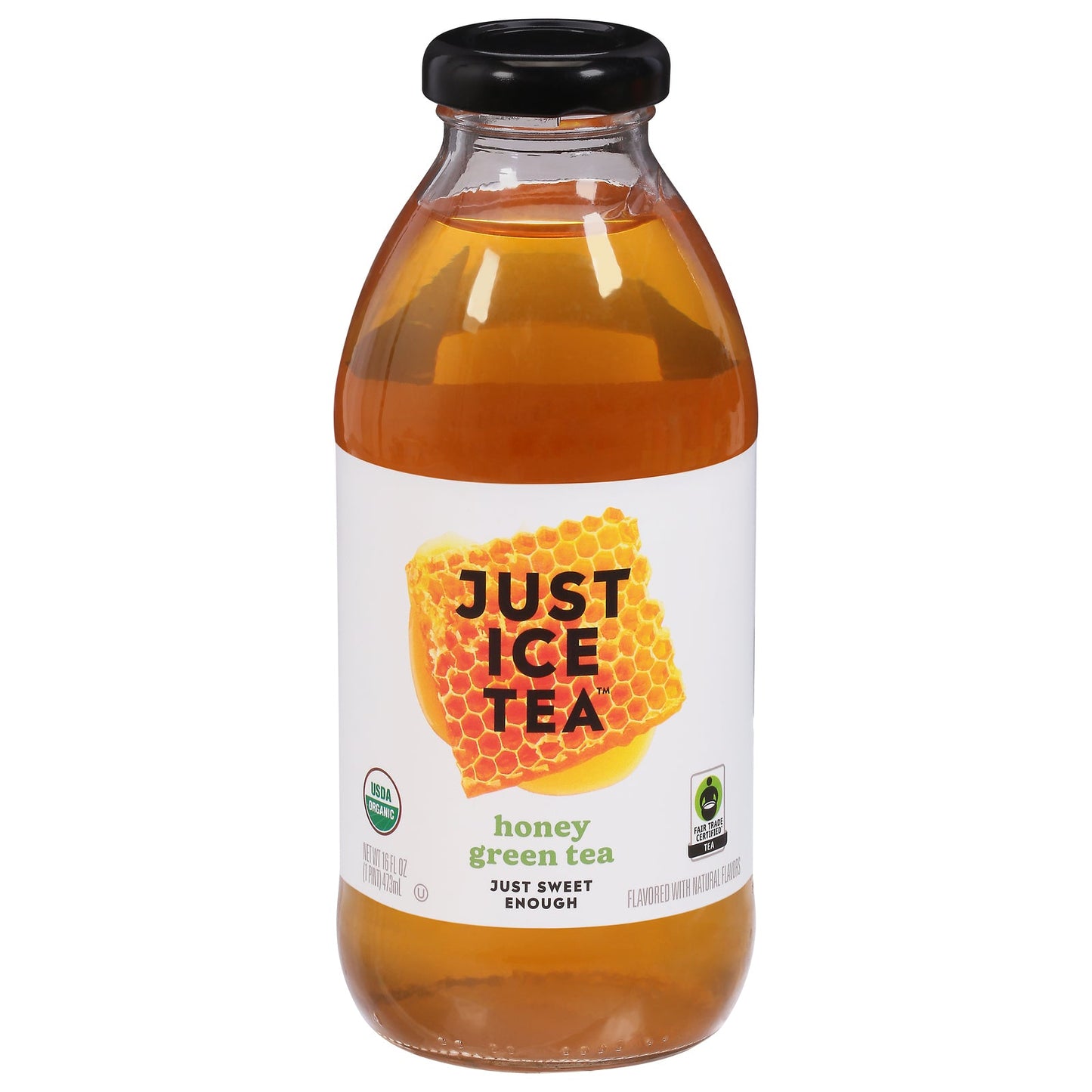 Just Ice Tea Organic Honey Green Tea, 16 fl oz (Pack of 12)