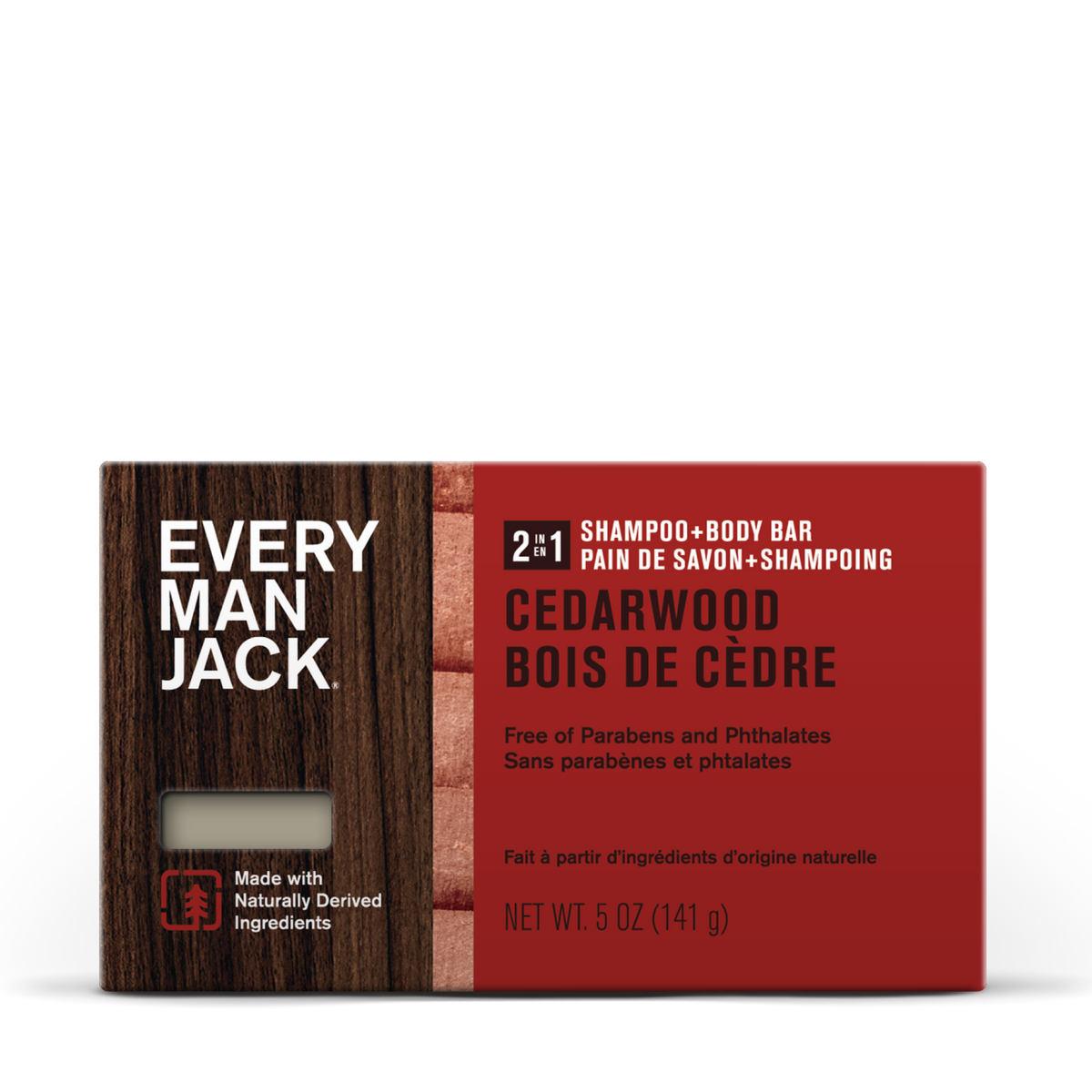 Every Man Jack Body Bar Shampoo 2-in-1 Cedarwood, 5 Ounce